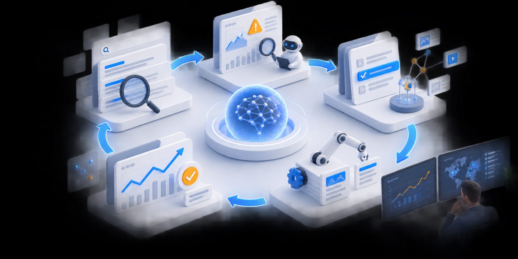 SEO feedback loop showing detect, diagnose, select, execute, and verify stages