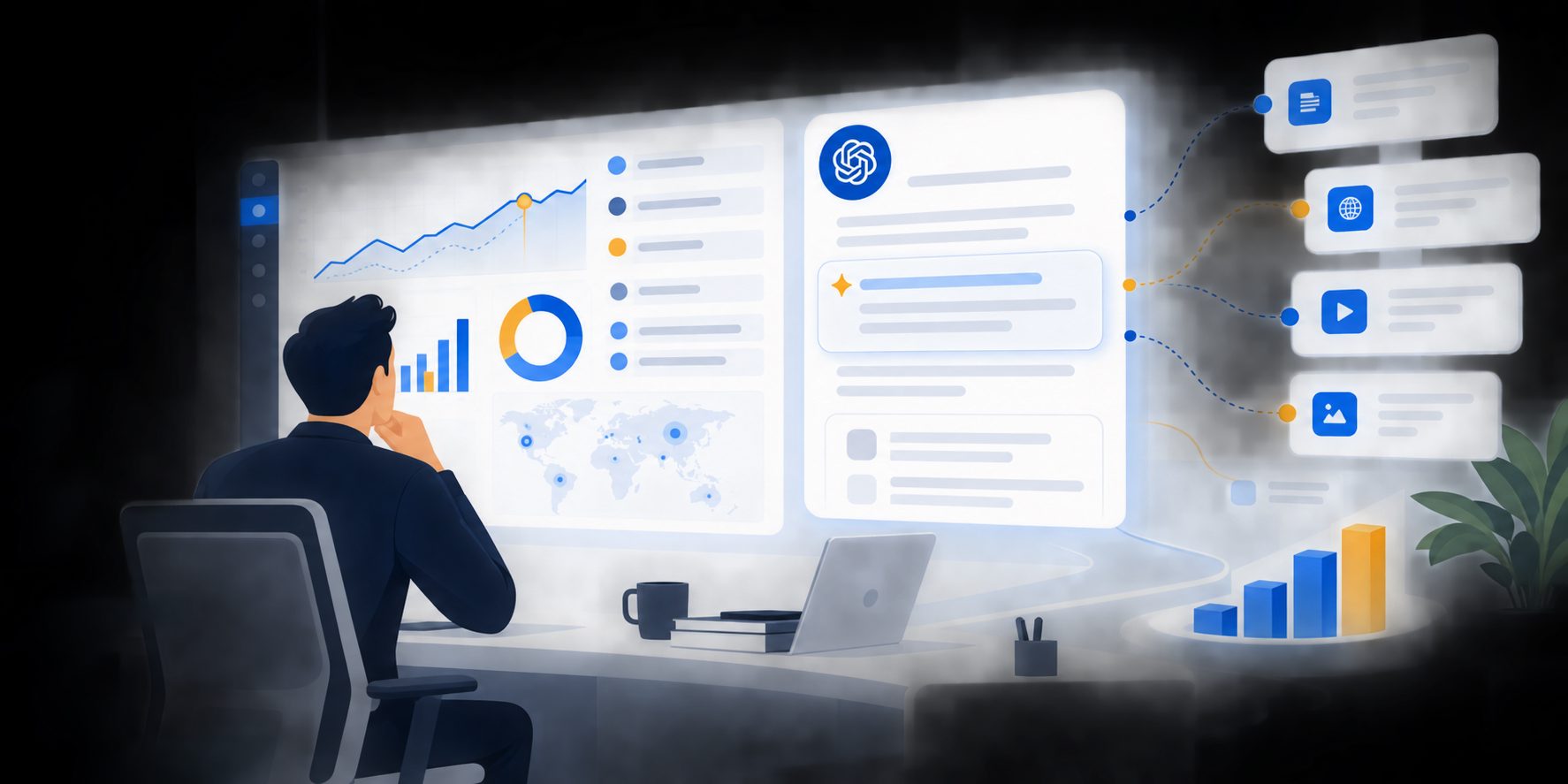 Dashboard measuring brand visibility in ChatGPT answers across buyer prompts