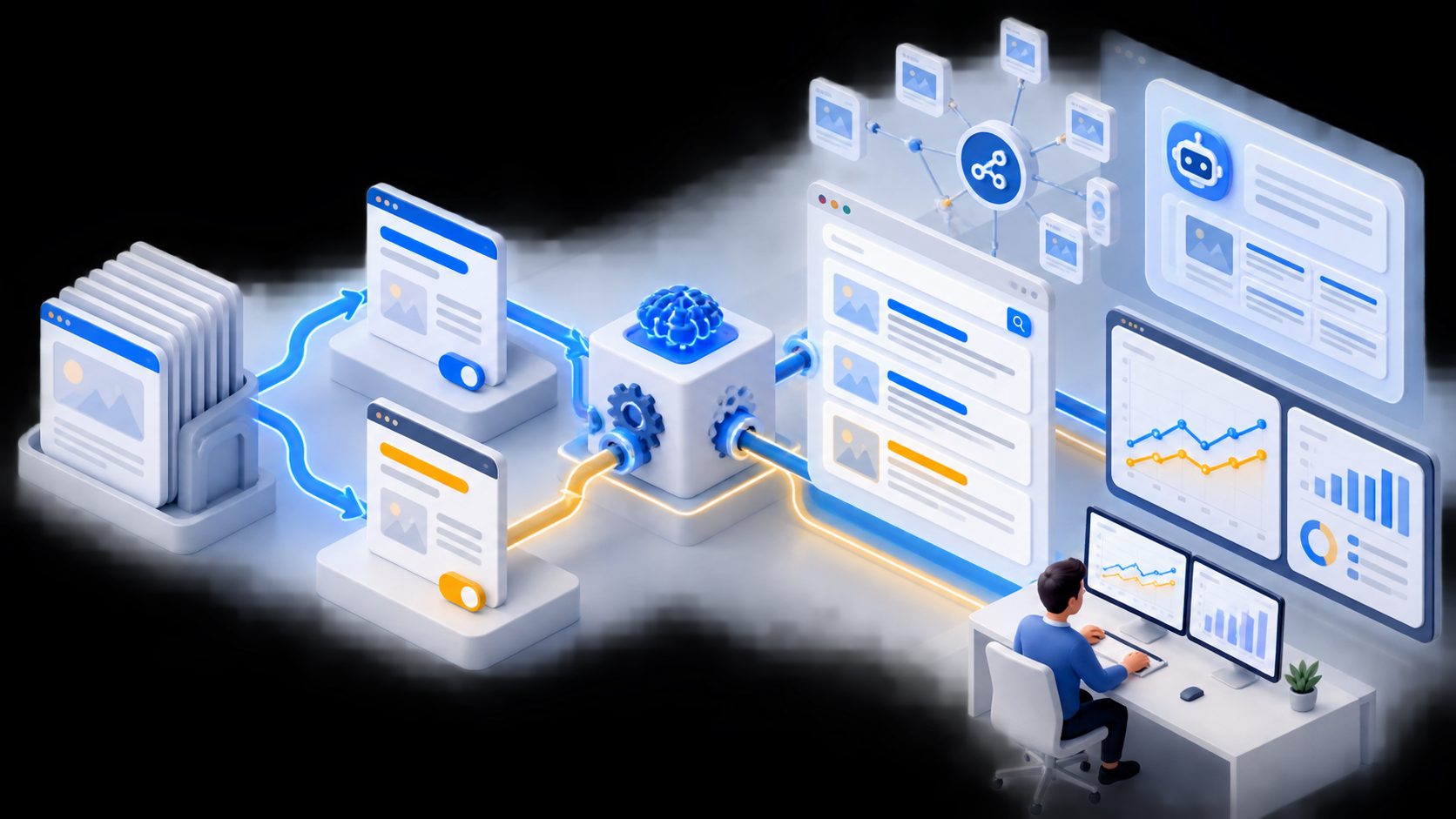 automate title tag split testing gsc workflow showing control and test page groups