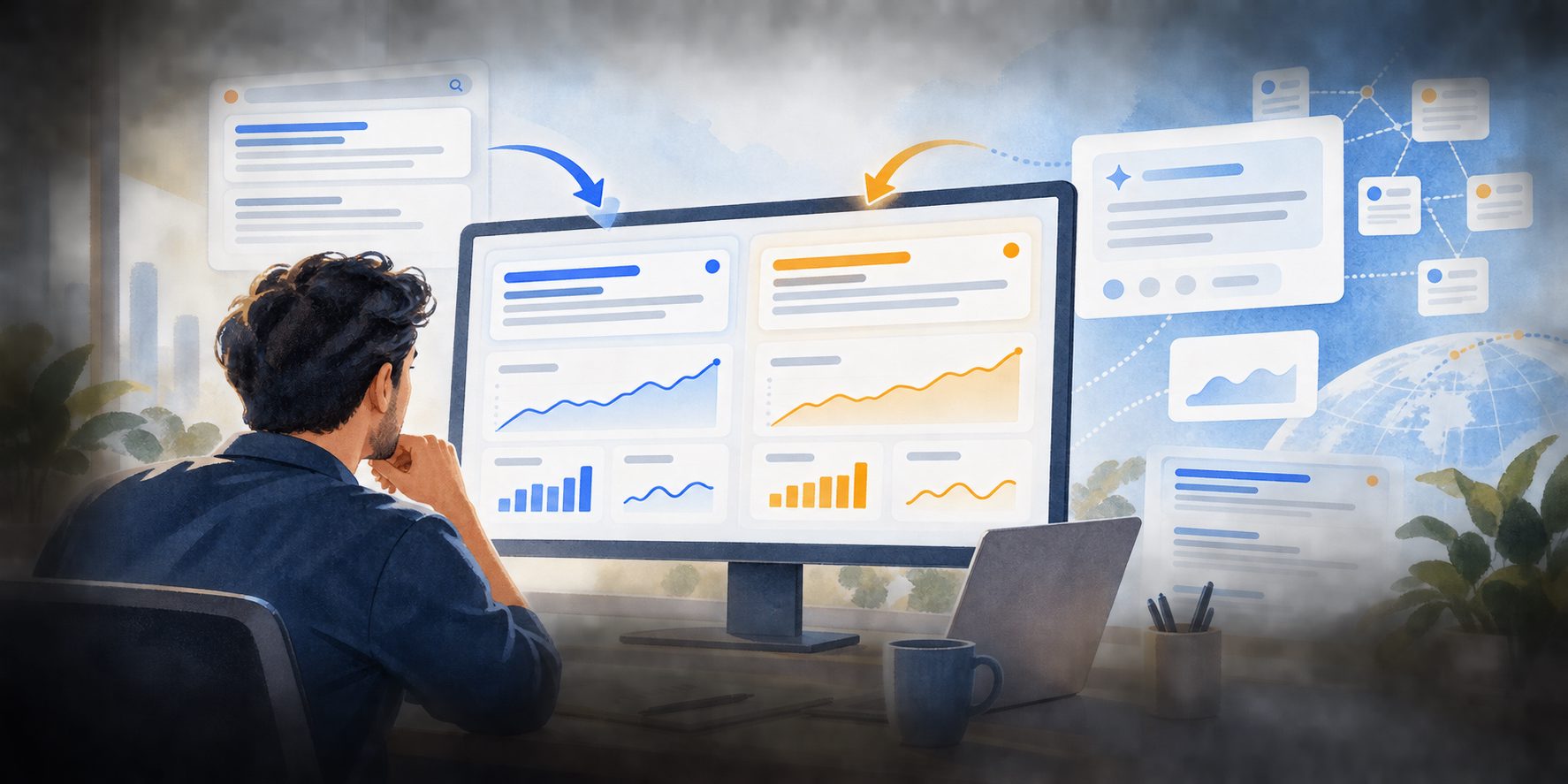SEO title experiment dashboard comparing CTR, clicks, impressions, and position