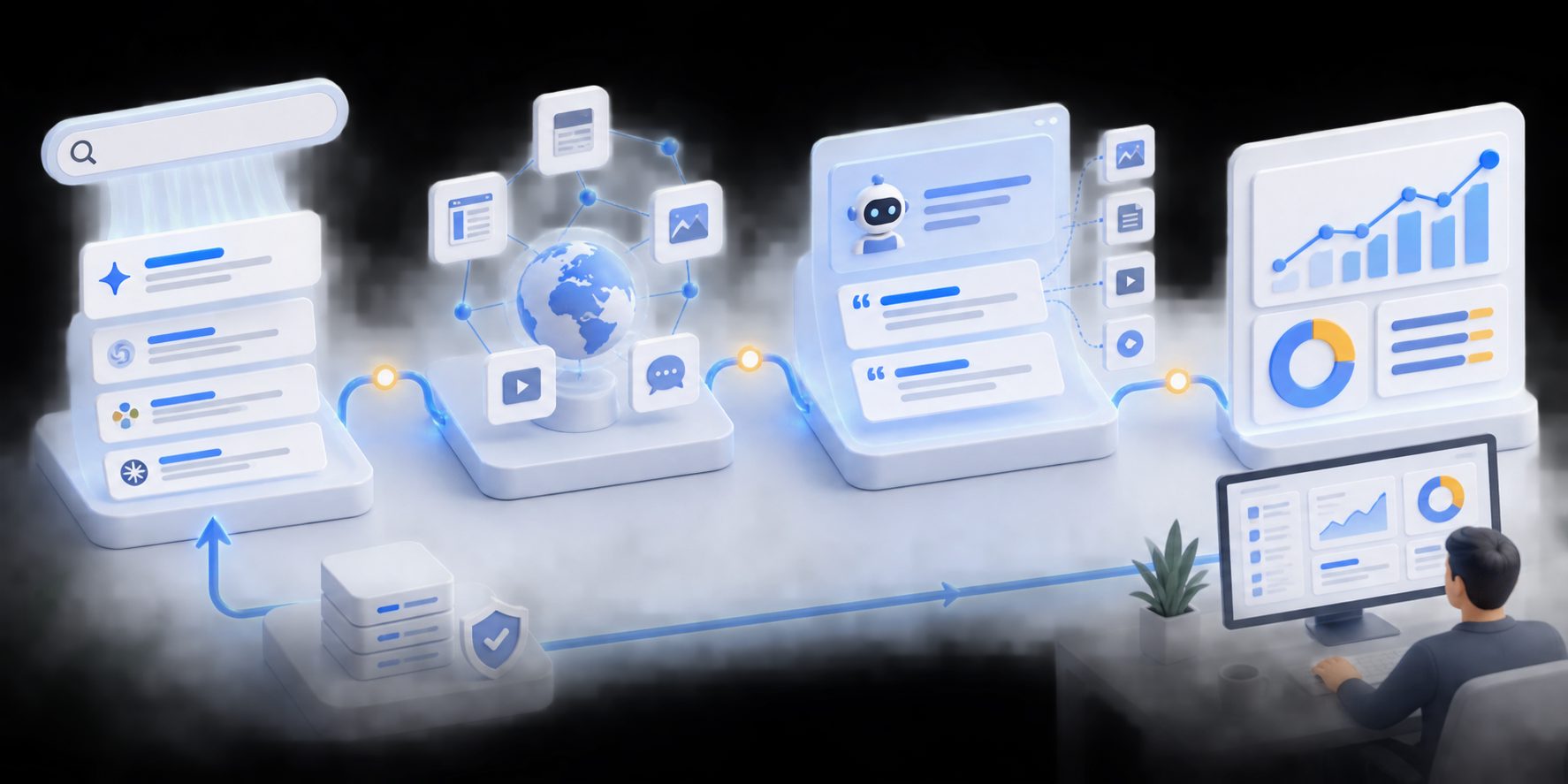 如何监控网站在AI搜索的曝光的四层证据链示意图