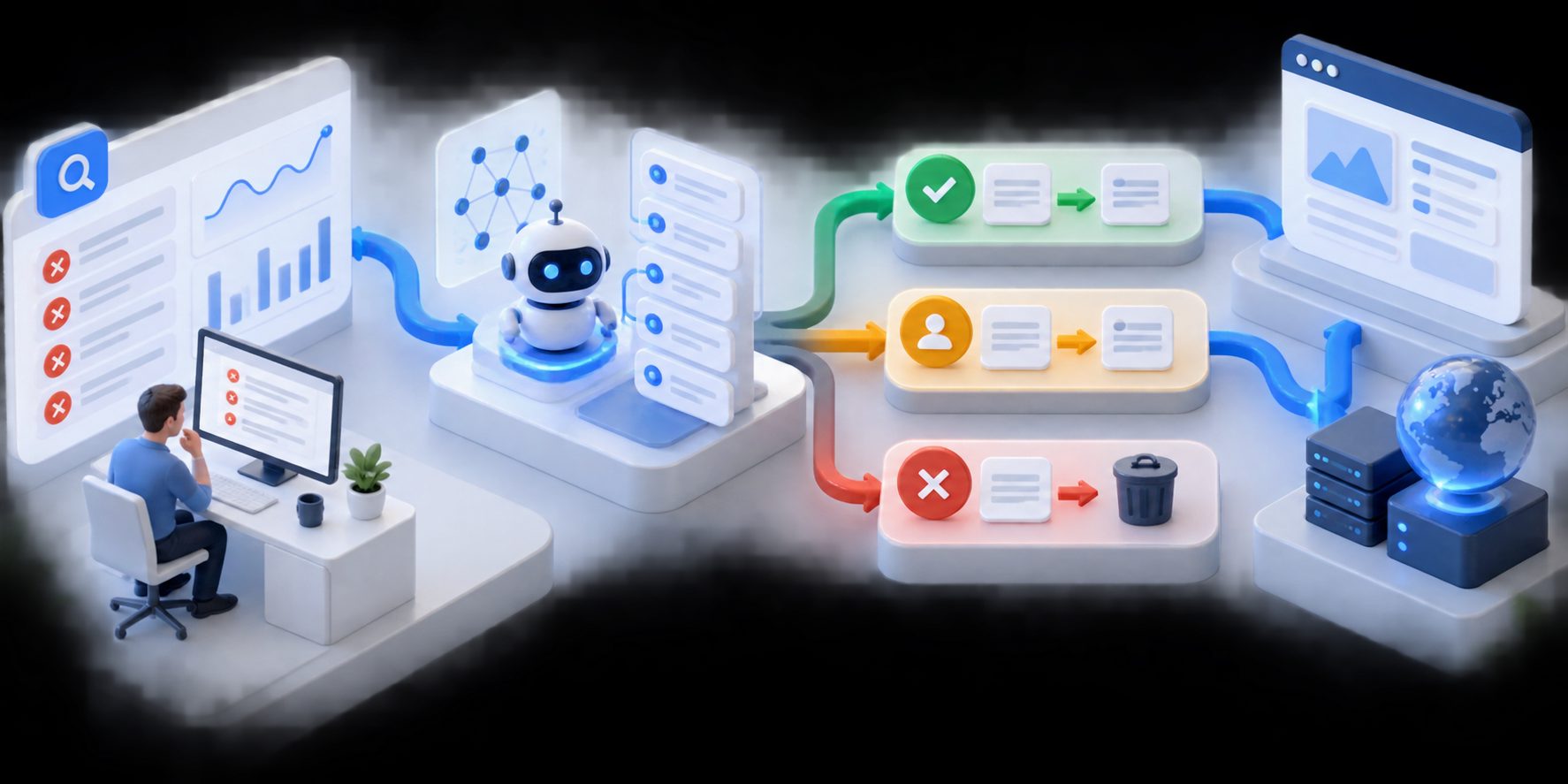 Redirect confidence tiers for automatic approval, manual review, and no-match decisions