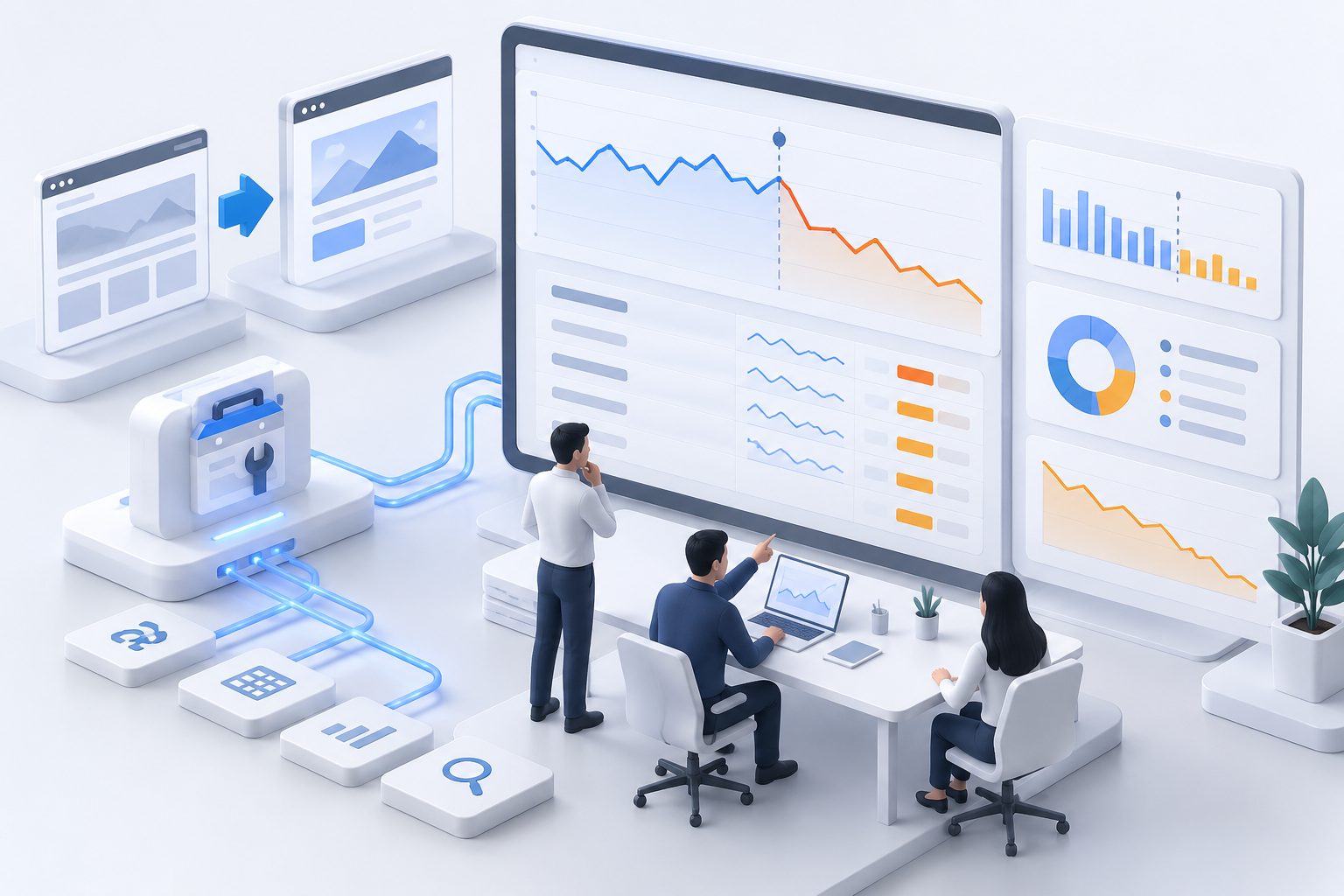 Dashboard to monitor drop in GSC queries per page after site redesign