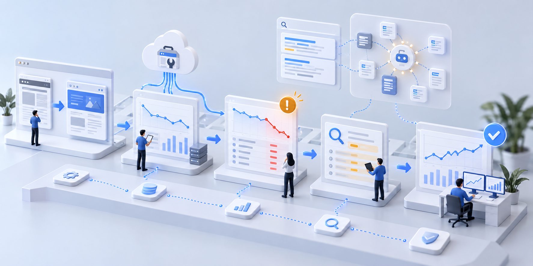 Workflow to monitor drop in GSC queries per page after site redesign