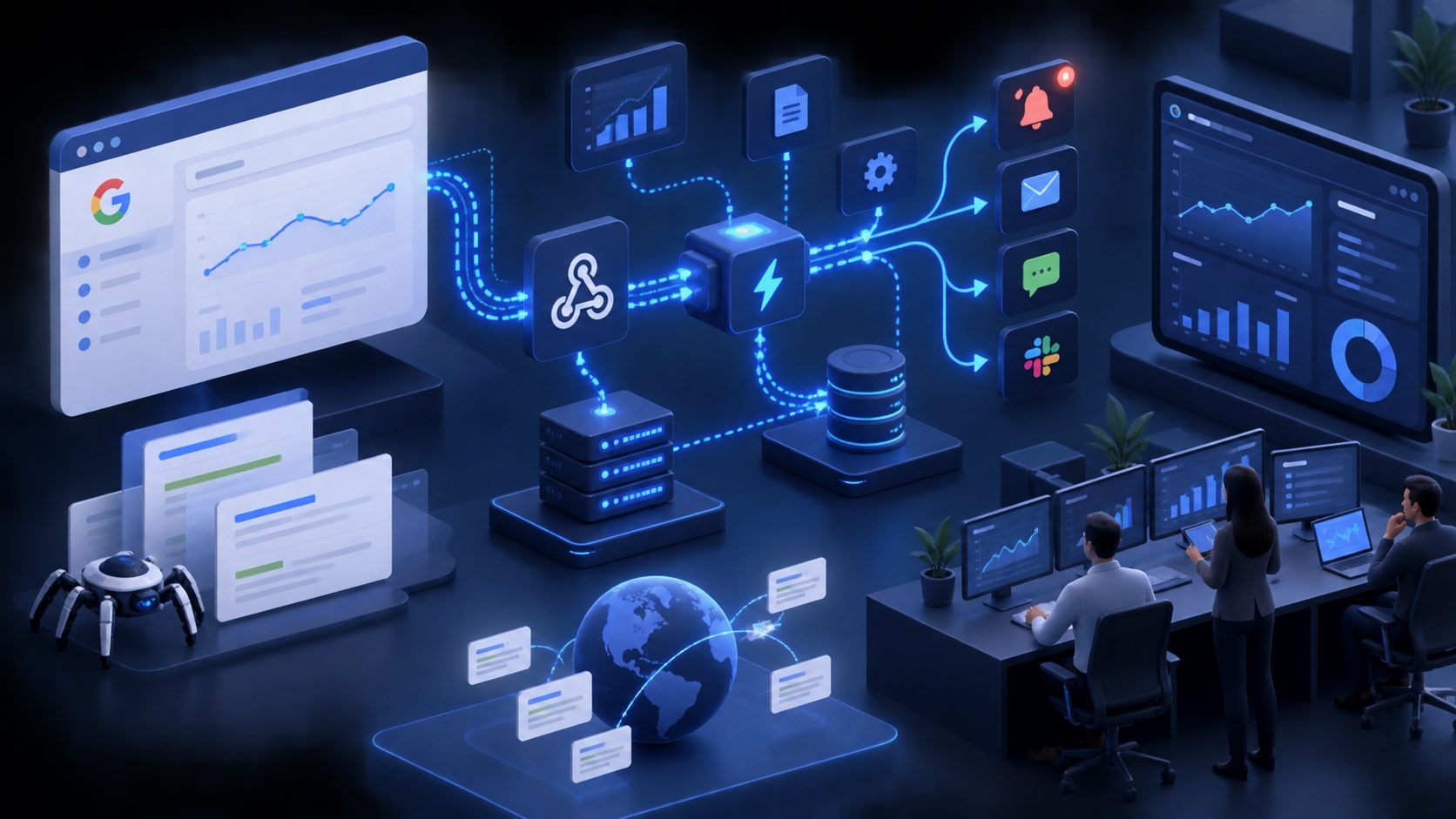 Google Search Console API webhooks alerts architecture for traffic and indexing monitoring