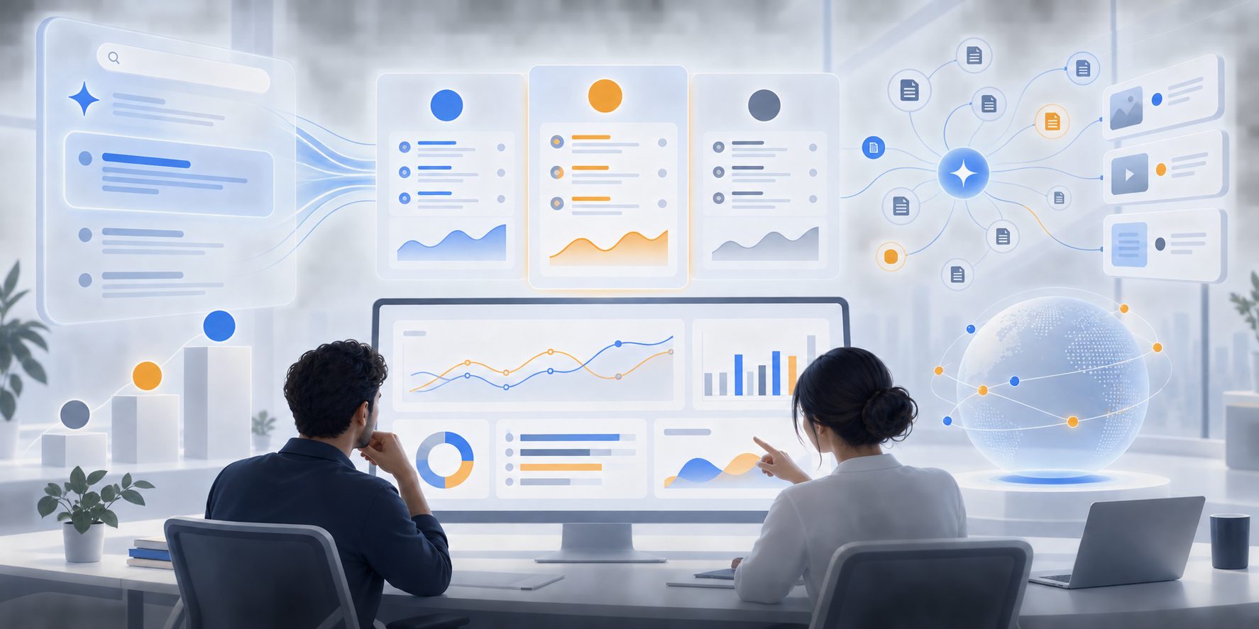 Monthly AI visibility dashboard comparing competitor coverage, citations, stability, and high-intent prompts