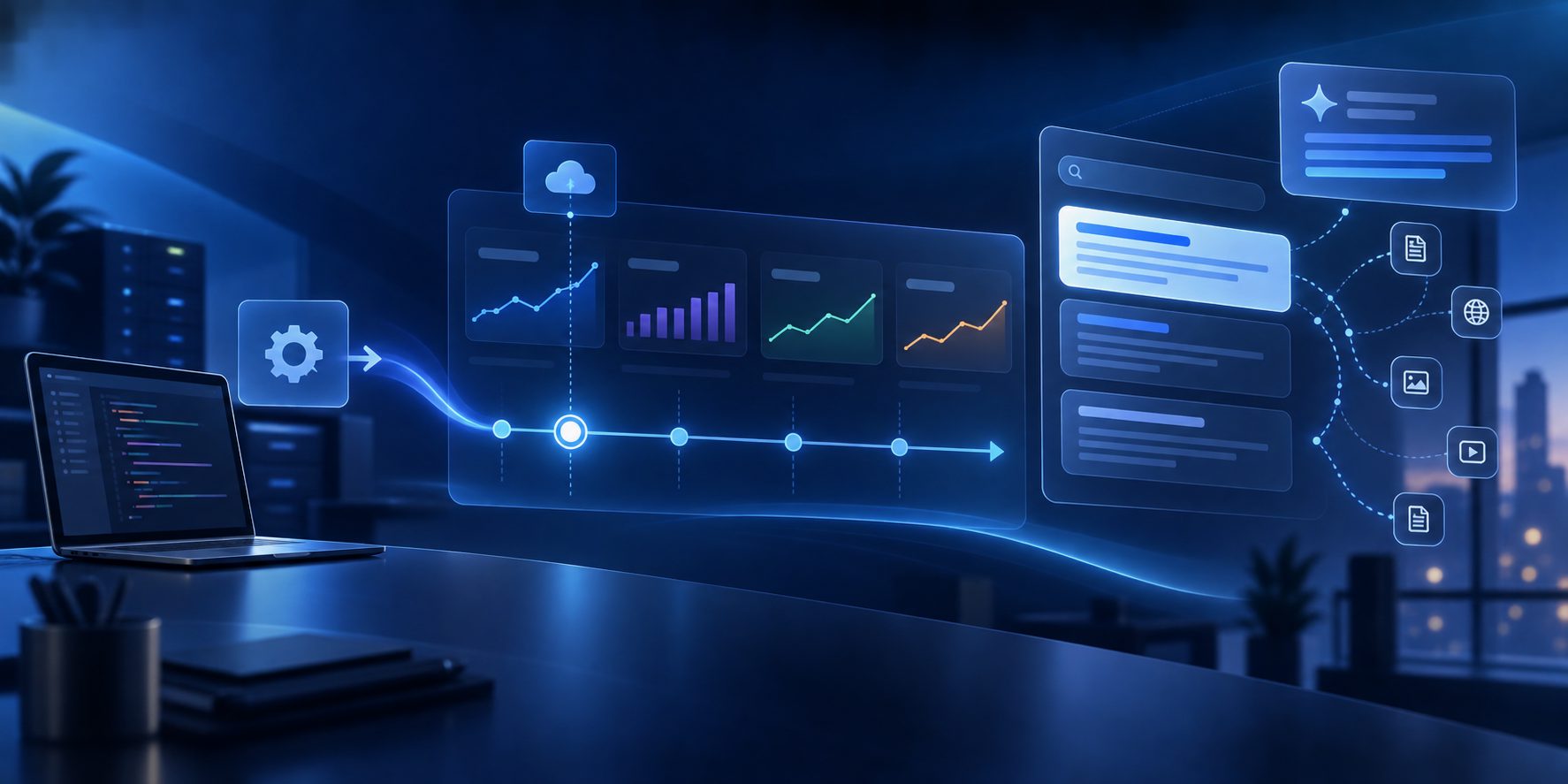 Deployment timeline aligned with clicks, impressions, CTR, and average position