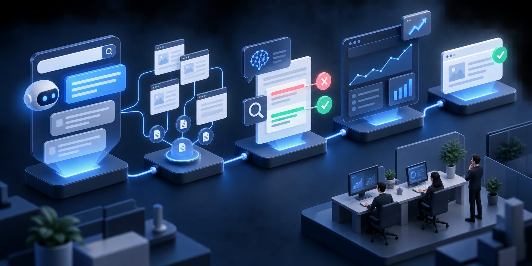 SaaS product feature audit workflow connecting AI answers, source pages, and verified corrections