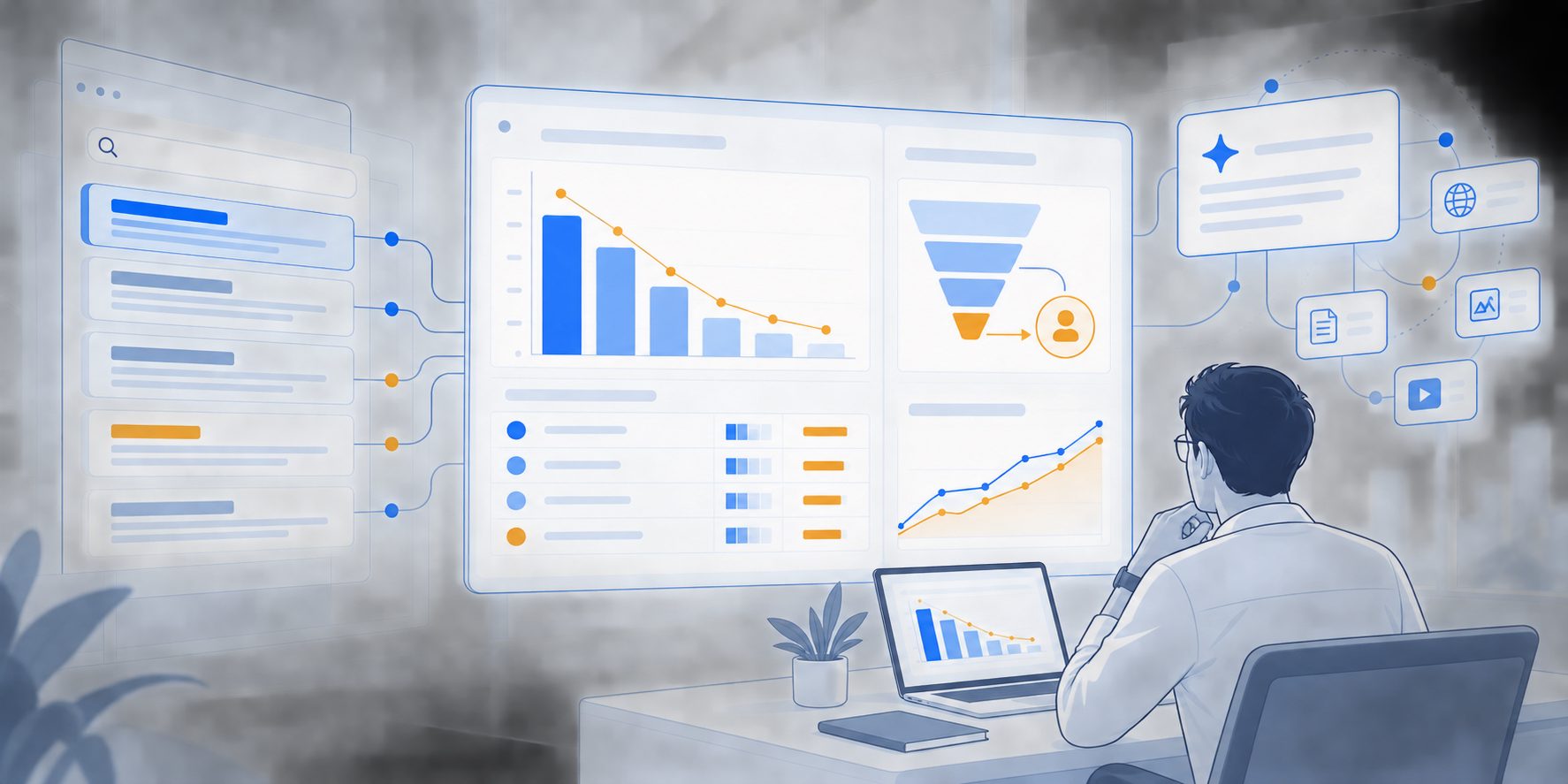 SEO attribution dashboard comparing GSC position bands with organic SQL conversion rate